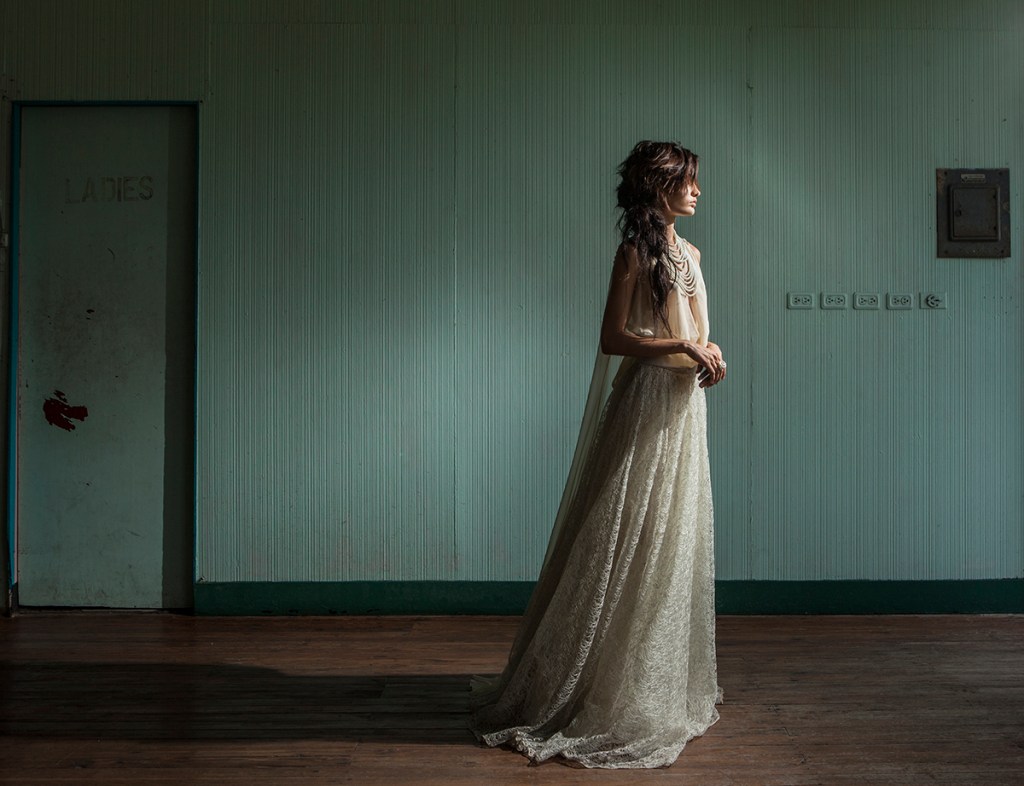 Ashleigh Hennessy wear a dress by Claudia Pegus in the Trinidad Country Club